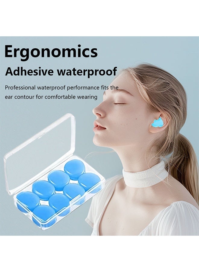 T NEWFUN 16 PCS Ear Plugs for Sleeping Swimming, Waterproof Noise Cancelling Earplugs, Reusable Silicone Moldable Noise Cancelling Earplugs for Shooting Range, Swimmers, Snoring, Concerts, Airplanes, Travel, Work, Studying - Blue/Green - Image 4