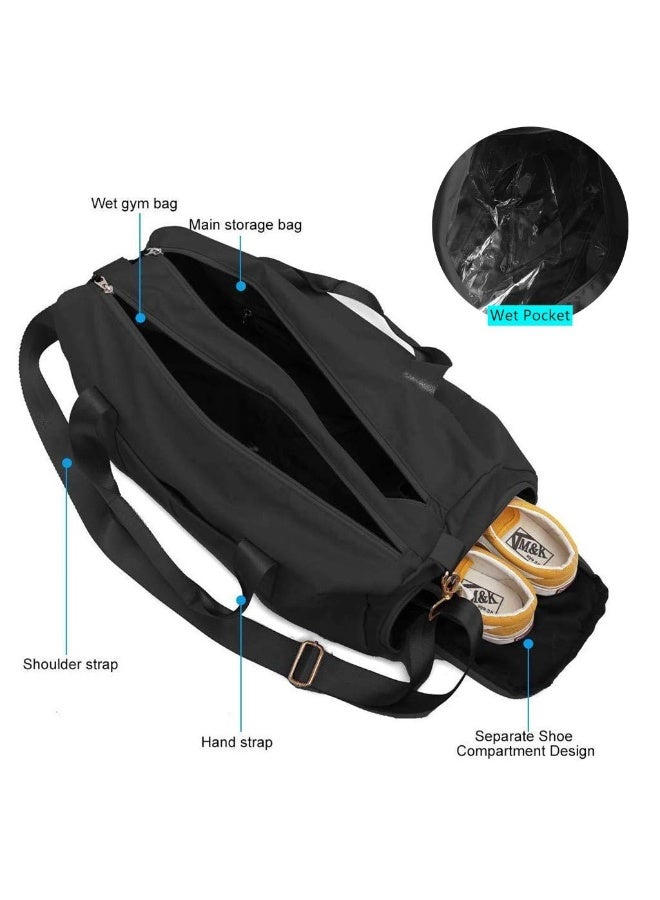 LumsAura Gym Bag with Dry Wet Separation – Waterproof Sport Duffle Bag with Shoes Compartment, Ideal for Yoga, Fitness, Travel, and Weekend Trips (Black) - Image 2