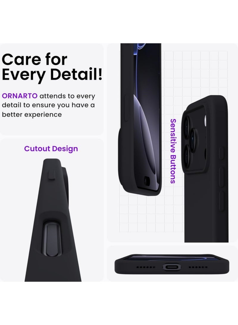 اووكاي جراب متوافق مع iPhone 17 Pro Max، جراب واقٍ كامل الجسم من المطاط السيليكوني السائل الناعم عالي الجودة من سلسلة Silky and Soft Touch لهاتف iPhone 17 Pro Max (أسود) - Image 5