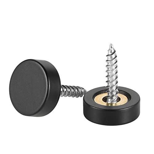 kvohlum 20 PCS Screw Covers Caps (Solid Brass Construction) Mirror Screws Fasteners, Sign Advertising Hardware, 3/5" Diameter, Black - Image 3