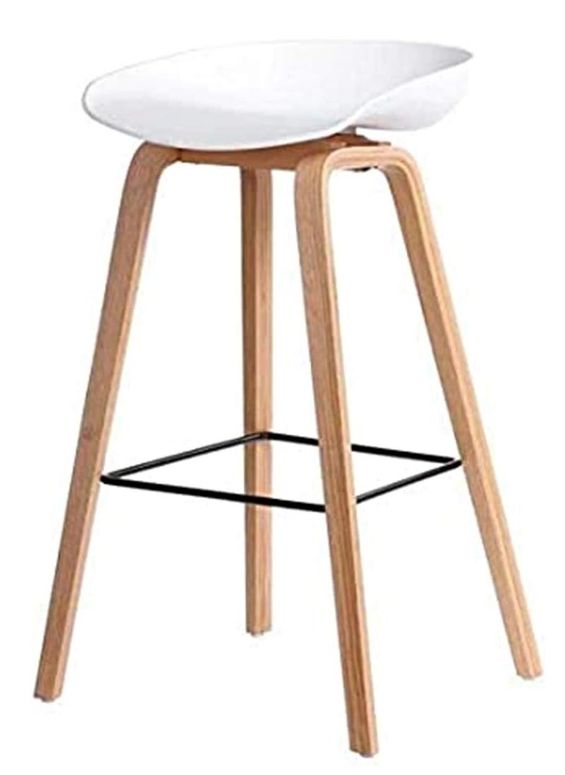Neo Front Neo Front Bar Chair PP White with Solid Wood Base with a Stylish Look and Heavy Load Bearing Legs.  TC-Y108B- White  - Image 1