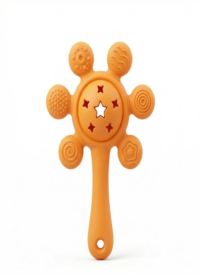 NVS KIDS Teether for Baby | Musical Rattle Teethers for 3 to 24 Months | Silicone Rattle Teether | BPA-Free for Easy Teething | Jhunjuna, Baby Feeding Toys (Orange) - Image 1