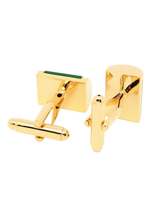 Jonwo Green Cat Eye Stone Cufflinks For Men Rectangle Opal Gemstone Men'S Cuff Link Set For Wedding Shirt Party Business Birthday Anniversary Dress  - Image 4
