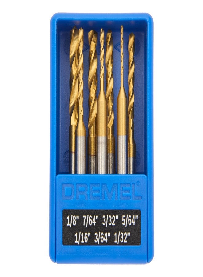 Dremel 628HP 7 Piece Titanium-Coated Rotary Drill Bit Set - Ideal for Wood and Soft Metals Drilling - Image 1