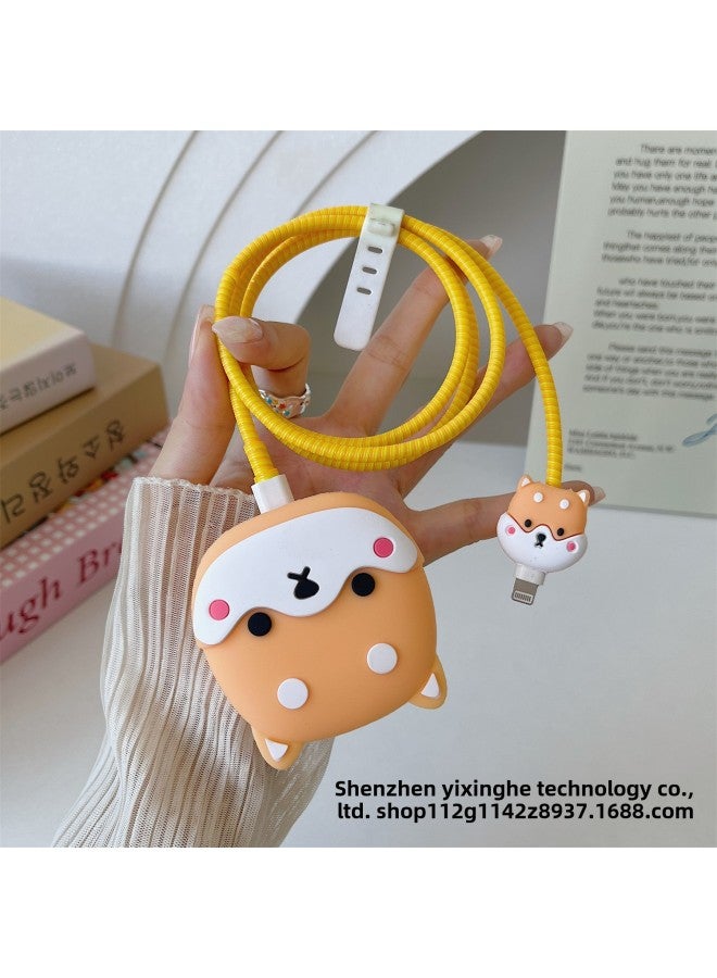 Applicable To Apple 18W/20W British Standard Charging Head Protective Cover Data Line Protective Cover British Standard Charger Protective Cover-Specifications:8. British Standard Shiba Inu Two-piece Set  - Image 1