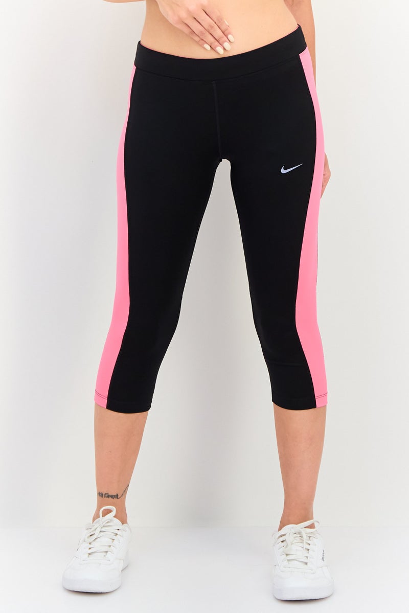 Nike Women Sportswear Fit Drawstring Running Capri Leggings, Black - Image 1