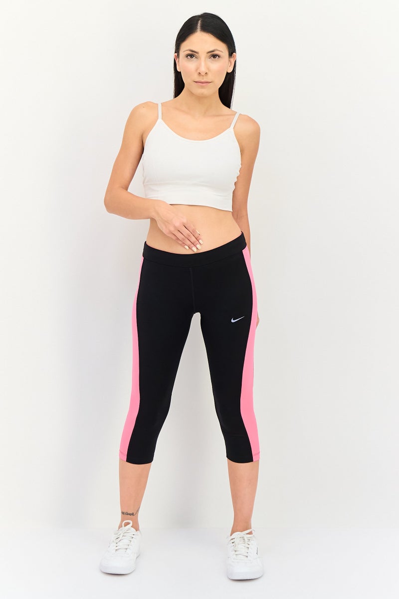 Nike Women Sportswear Fit Drawstring Running Capri Leggings, Black - Image 3