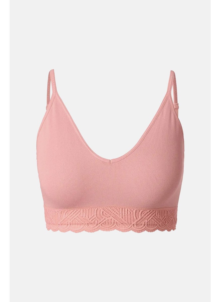 Tchibo Women Padded Seamless Unlined Soft Bra, Coral  - Image 2