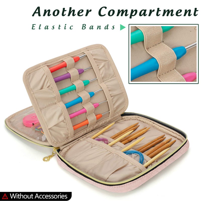 Yarwo Crochet Hook Case, Travel Organizer Holder for Crochet Hooks, Circular Knitting Needles, Knitting Needles (up to 8") and Other Supplies, Dusty Rose (Bag Only, Patented Design) - Image 3