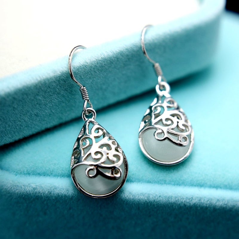 KEETEEN Wishing Tree 925 Sterling Silver Teardrop Filigree Dangle Earrings for Women (Classical hook) - Image 5
