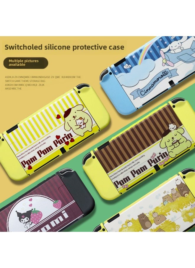 Generic - Switch Protective Case Silicone Case Split NS Sticker Accessories OLED Host Cute Soft Case Handle Peripheral Color Case-Product Color:Love Pudding Bear (OLED Special) - Image 1