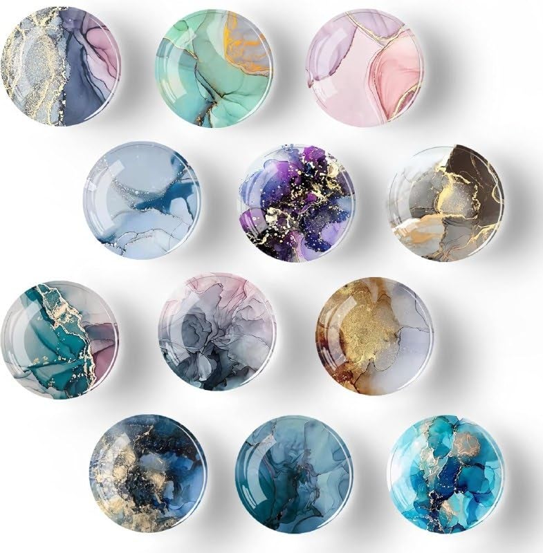 SHOPECOM Glass Fridge Glass Strong Magnetic Refrigerator Magnet Fridge StickerCrystal Fridge Magnets Decoration for Crafts Fridge Magnets for Kitchen Office Whiteboard Cabinet and Dishwasher12Pcs