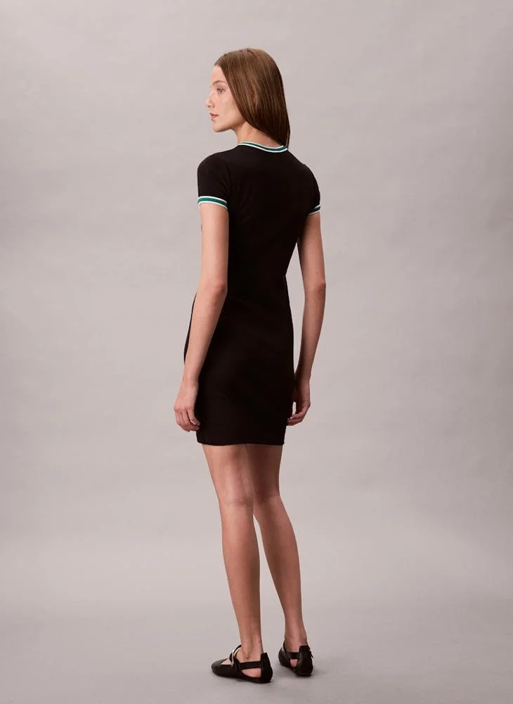 Calvin Klein Jeans Color block Ribbed Crew Neck Mini Dress