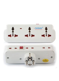 Terminator Multi Adaptor Universal 2 Pin Schuko Plug 16A With Switch 3 Way 3 Pin Spocket + 3 Way 2 Pin Socket - TMA 510
