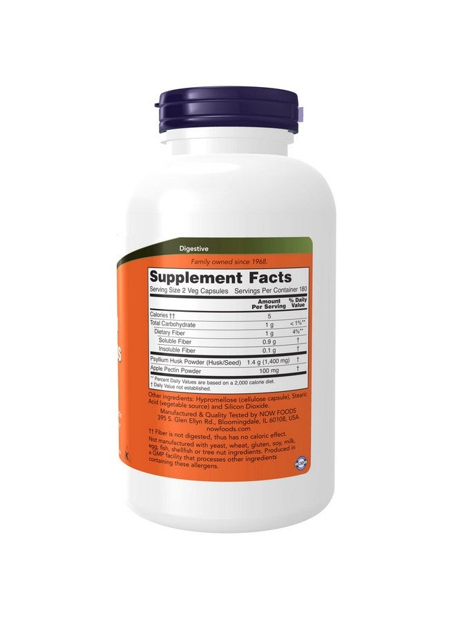 now Supplements Psyllium Husk Caps 700 Mg With 50 Mg Of Apple Pectin Intestinal Health* 360 Veg Capsules - Image 3