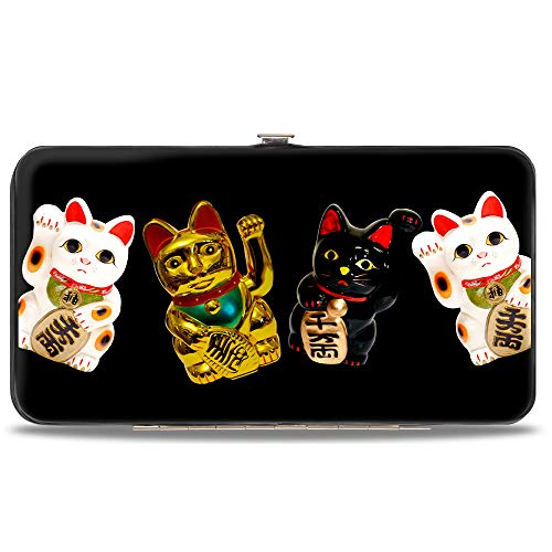Buckle Down Buckle-Down womens Buckle-down Hinge - Maneki Neko Lucky Cats Gold/Black/White Wallet, Multicolor, 7 x 4 US - Image 1