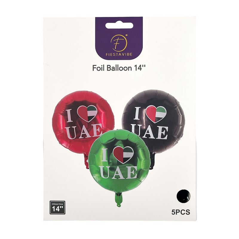Party Magic I LOVE UAE Foil Balloons 14'' 5Pcs/Pk - Image 2