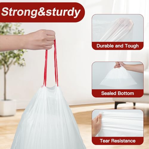 O2frepak 13 Gallon Drawstring Tall Kitchen Trash Bags,Clean Fresh Scent and Heavy Duty Garbage Bags(100 Count,60x70cm) - Image 5