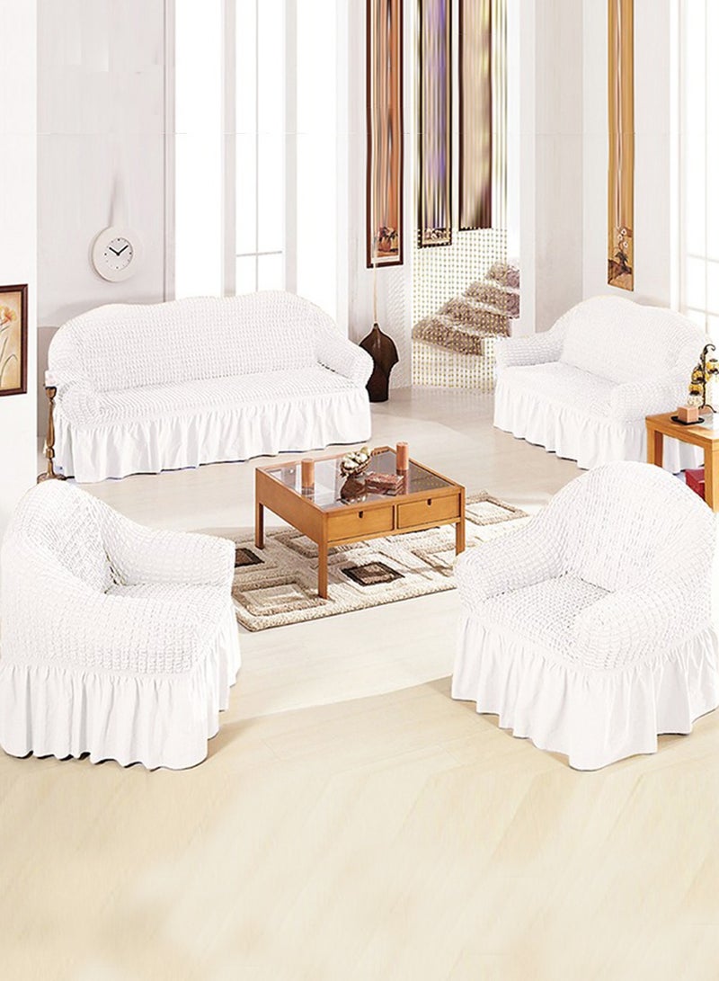 Arabest Sofa Cover Set, 4 piece 7 seater（3+2+1+1） Multifunctional Sofa Slipcover, Couch Cover  Furniture Protector Cover, Washable High Elastic Durable  with Skirt, for Living Room for Bed Room (white)  - Image 1
