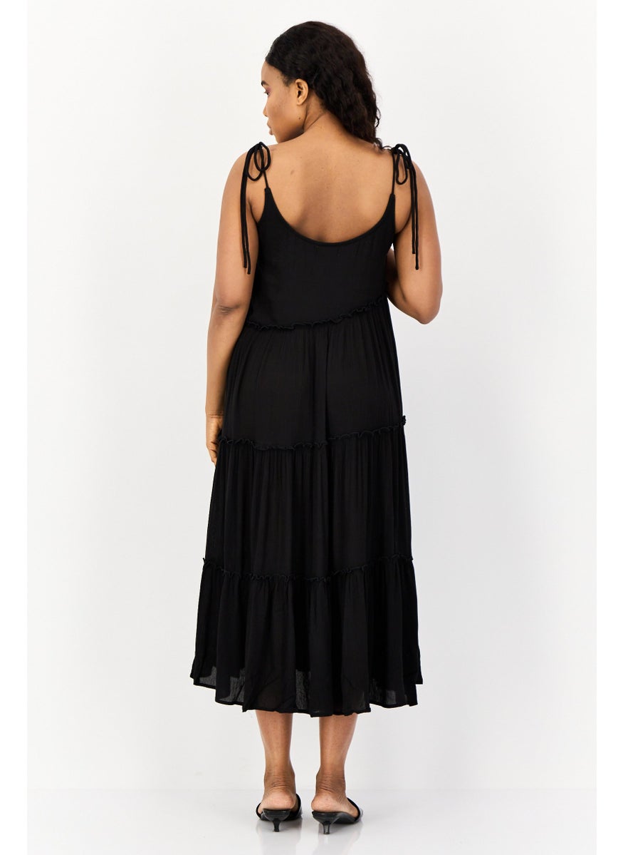BRAVE SOUL Women Plain Tiered Dress, Black  - Image 3