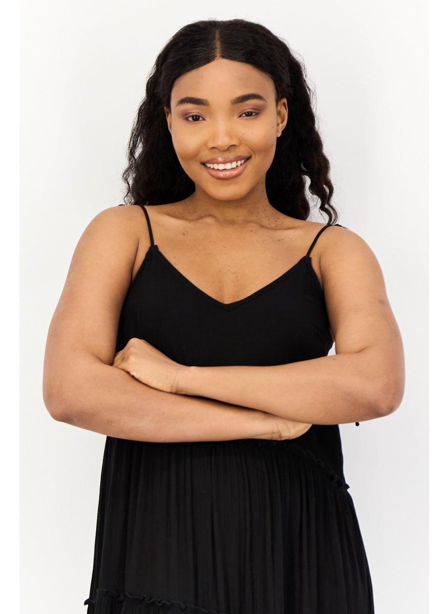 BRAVE SOUL Women Plain Tiered Dress, Black  - Image 2