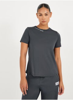 Styli Gymspire Edition - Label Text Print Mesh Insert Short Sleeve Top  - Image 1