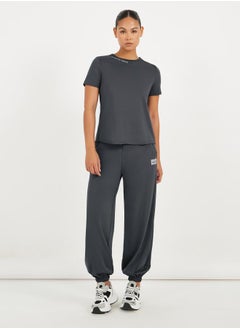Styli Gymspire Edition - Label Text Print Mesh Insert Short Sleeve Top  - Image 2