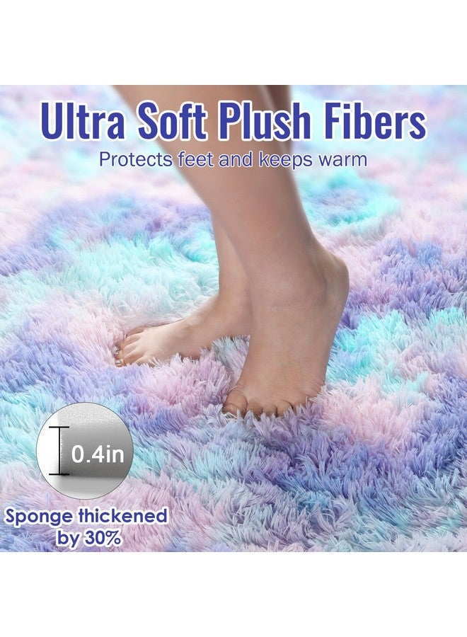 PAGISOFE Soft Purple Rainbow Rugs for Living Room, Fluffy 5x7 Area Rug, PlushCute Kawaii Rug for Bedroom Kids Room Baby Nursery, Girls Room Decor Mermaid Rugs Fuzzy Fur Pastel Carpet, Cozy Cloud Rug - Image 3
