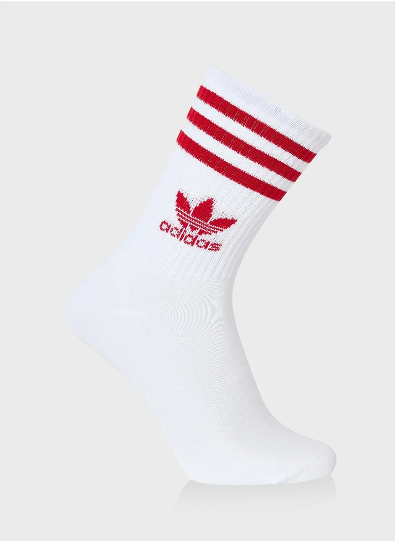 adidas Originals 3 Pack 3 Stripe Crew Socks