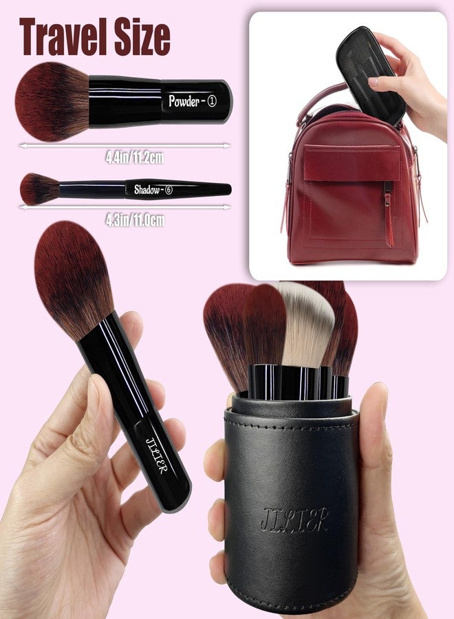 Jilier Travel Makeup Brush Set, 14 pcs Mini Makeup Brushes for Foundation, Powder, Eyeshadow, Highlight, Contour, Blush & Concealer, Small Makeup Brush Set Purse Size with Case (Black) - Image 3