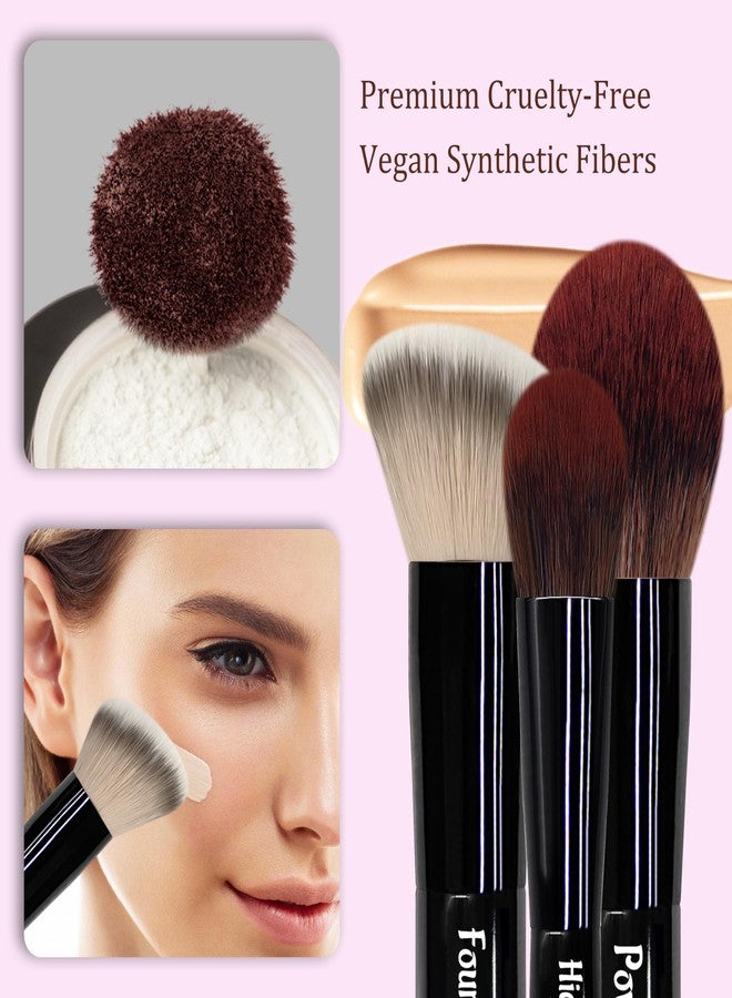 Jilier Travel Makeup Brush Set, 14 pcs Mini Makeup Brushes for Foundation, Powder, Eyeshadow, Highlight, Contour, Blush & Concealer, Small Makeup Brush Set Purse Size with Case (Black) - Image 4