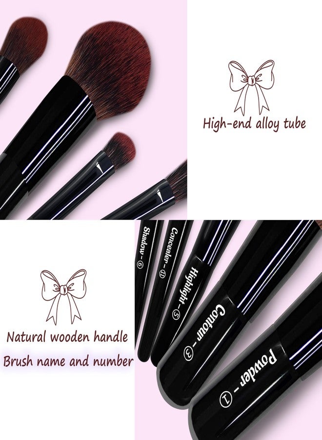 Jilier Travel Makeup Brush Set, 14 pcs Mini Makeup Brushes for Foundation, Powder, Eyeshadow, Highlight, Contour, Blush & Concealer, Small Makeup Brush Set Purse Size with Case (Black) - Image 5