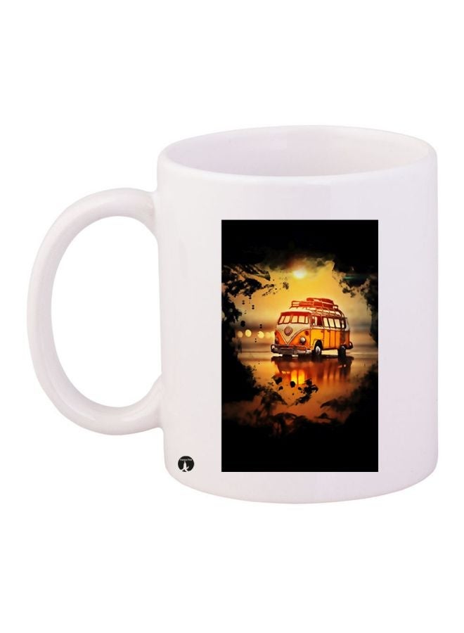 RYN Bus Printed Coffee Mug White/Black/Yellow 11ounce