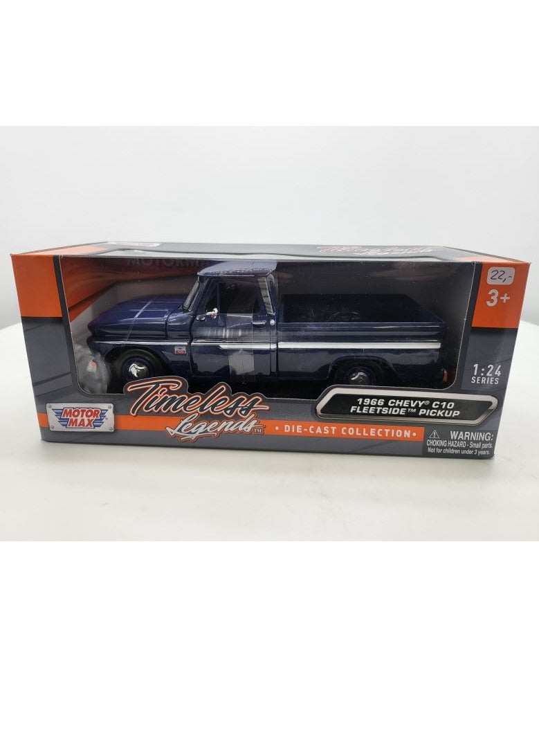 MOTORMAX 1966 Chevrolet C10 Fleetside Pickup Truck, Dark Blue - 1:24 Scale Diecast Toy Car - Image 5