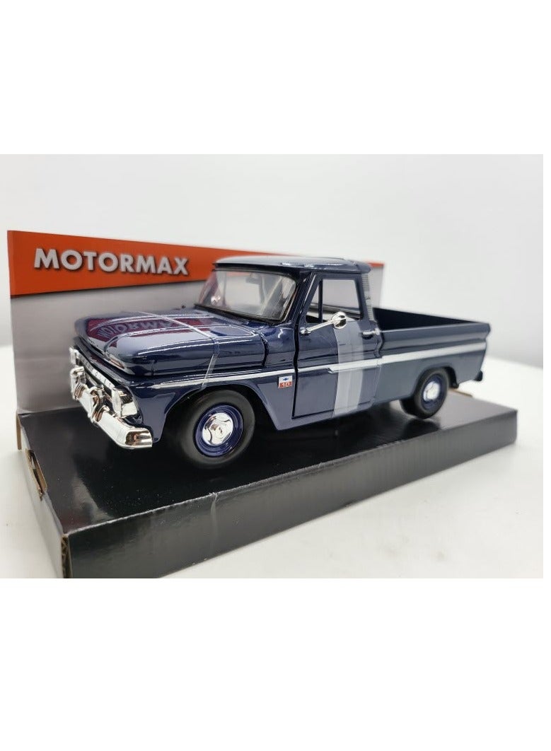 MOTORMAX 1966 Chevrolet C10 Fleetside Pickup Truck, Dark Blue - 1:24 Scale Diecast Toy Car - Image 1