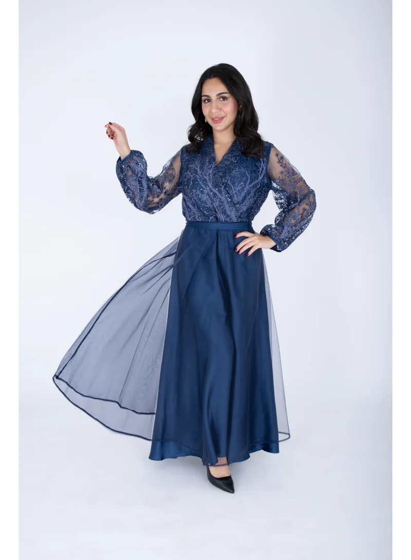 Ikkxa  Chiffon Layered Dress Applique Design for Women | Best Price UAE