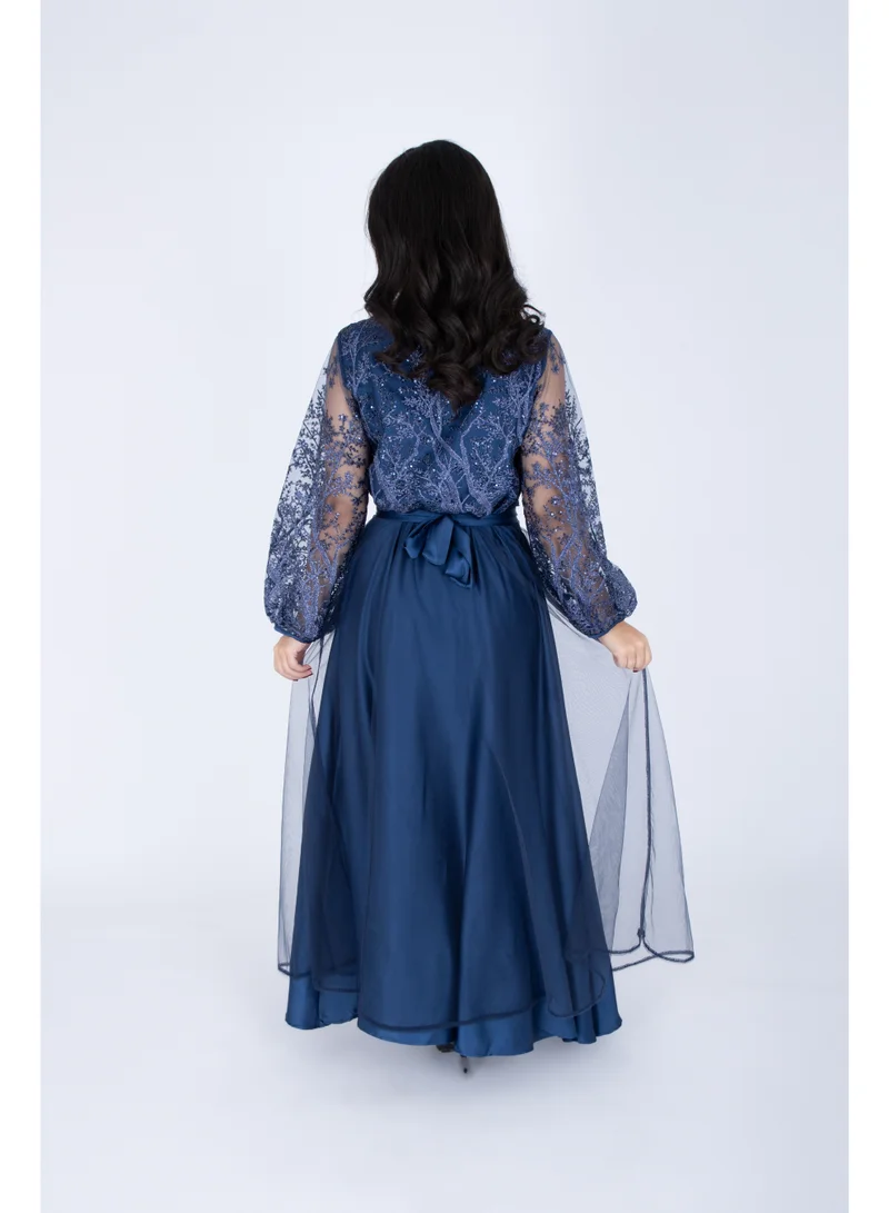 Ikkxa  Chiffon Layered Dress Applique Design for Women | Best Price UAE