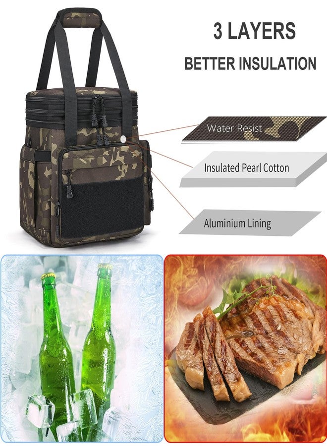 Gafetrey Tactical Lunch Box for Men, Insulated Bag Adult, Thermal Lunchbox Leakproof Waterproof Cooler Bag, Dual Compartment tote, Large Pail Work Office Camping Travel(Black Camo) - Image 5