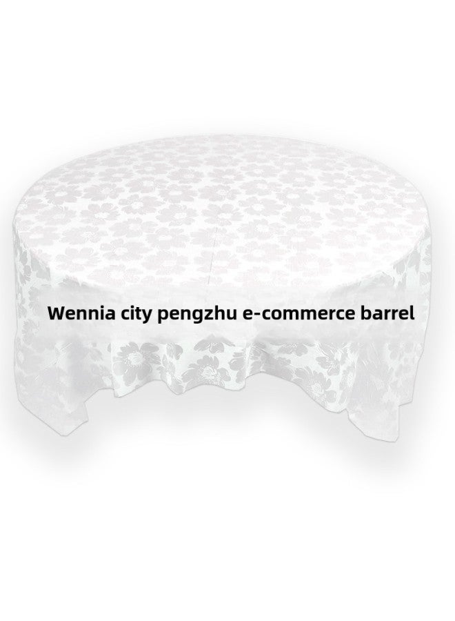 Disposable Tablecloth Round Table Printing Waterproof Plastic Dining Tablecloth Thickened Square Tablecloth Household Restaurant Hotel Stall-Color:[Extra Thick] Round Porcelain White 2.8 M Diameter [5 Pieces Pack] (5 Pieces Stacked Together) - Image 5