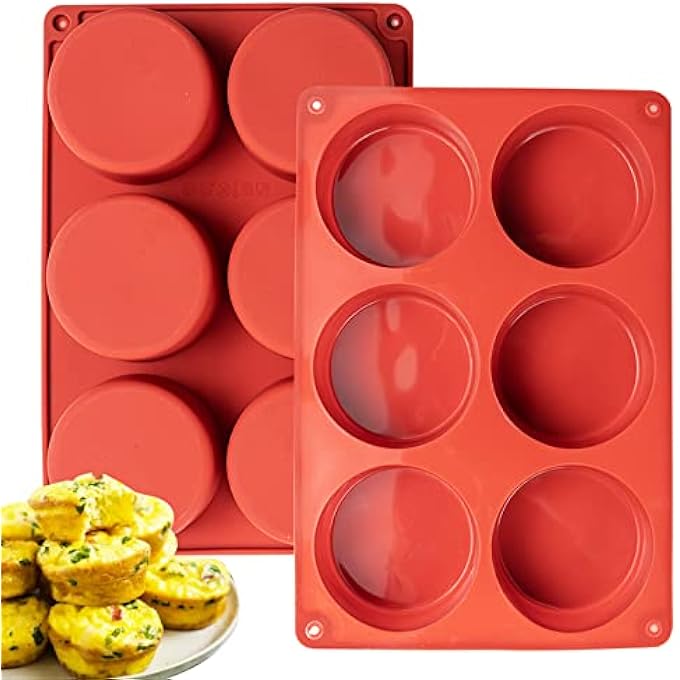 Dootafy Silicone Egg Molds Frittata Pan 2 Pack Starbuc Egg Bites Deep 3 Inch Dash Cups Sous Vide Round Rolls For Breakfast Sandwiches Omelets Dinner Rolls Baking - Image 1