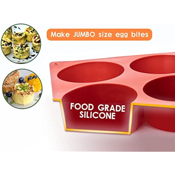 Dootafy Silicone Egg Molds Frittata Pan 2 Pack Starbuc Egg Bites Deep 3 Inch Dash Cups Sous Vide Round Rolls For Breakfast Sandwiches Omelets Dinner Rolls Baking - Image 4