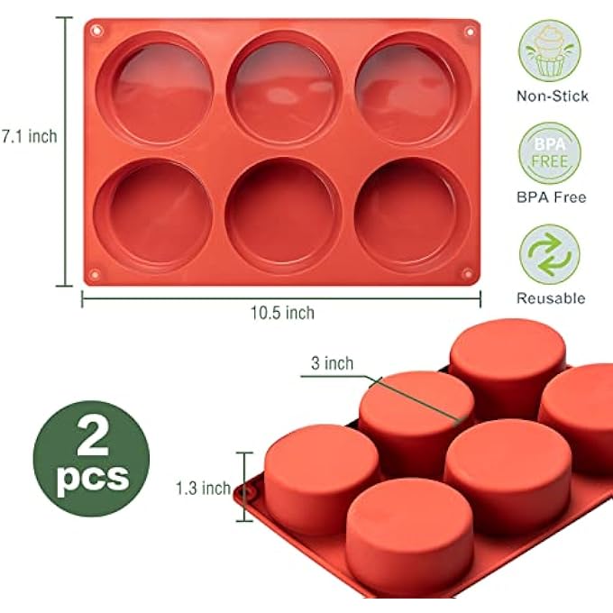 Dootafy Silicone Egg Molds Frittata Pan 2 Pack Starbuc Egg Bites Deep 3 Inch Dash Cups Sous Vide Round Rolls For Breakfast Sandwiches Omelets Dinner Rolls Baking - Image 5