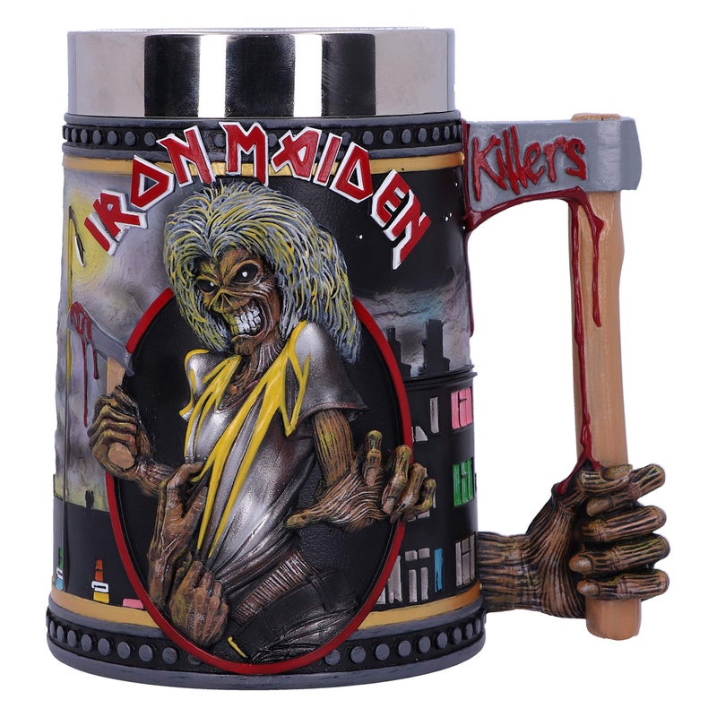 Nemesis Now Metal Band Tankard HandPainted Beer Mug Removable Stainless Steel Insert Hard Rock Music Fans Collectible Merch 16cm  Iron Maiden Killers