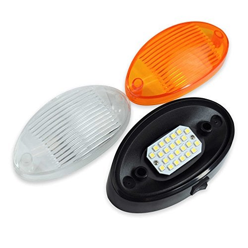 Leisure LED 2 LED RV Exterior Porch Utility Light Oval 12v 300 Lumen Lighting Fixture Replacement Lighting for RVs, Trailers, Campers, 5th Wheels.Black Base, Clear and Amber Lens(Black With on/off Switch, 2-Pack) - Image 2