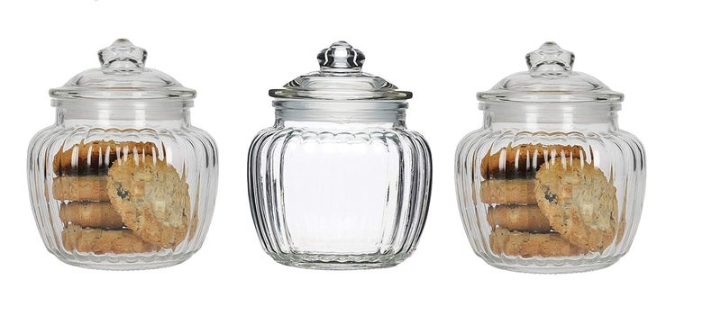 bellemax 500ML Pop Glass Jar and Container With Airtight Silicone Seal Lid, Glass Jars For Kitchen Storage, Food Storage Containers For Spices, Dry Foods, Honey, Aachar (500ML- POP Jars, Set of 3) - Image 1