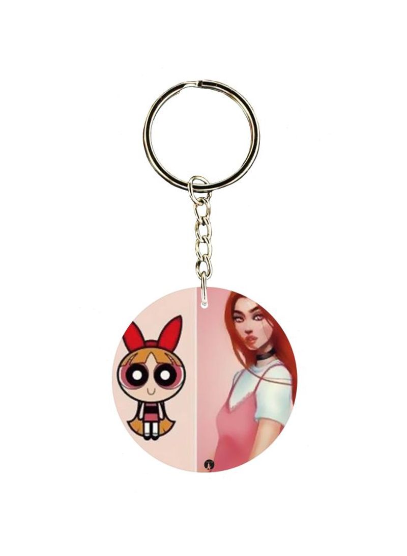 Cartoon Girl Printed Keychain
