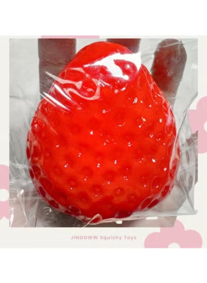 Cute Handmade Strawberry Taba Squishy Toys, Kawaii Strawberry Squishies Fidget Toys, Strawberry Jelly Squishy Funny Novelty Things Suitable for Office School (Red) - Image 3