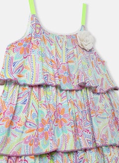 Nautinati Nautinati Girls' Floral Printed Knee Length Sleeveless Dress  - Image 4