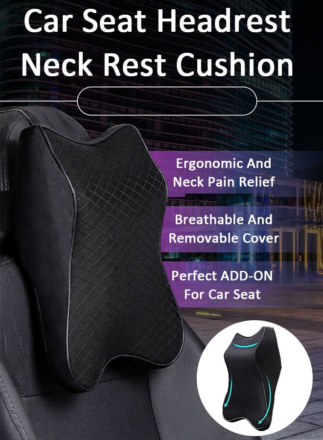Car Seat Headrest Neck Rest Cushion, Car Seat Neck Pillow 100% Pure Memory Foam Neck Pillow with Breathable Removable Cover, Comfortable Ergonomic & Neck Pain Relief - Image 1