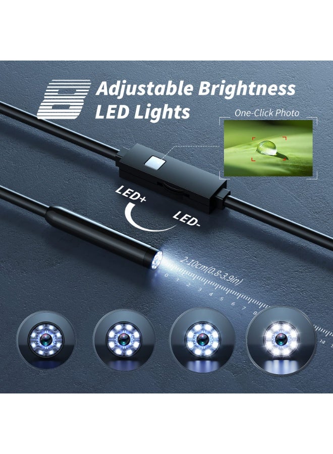 كاميرا تنظير داخلية بدقة 1920P مع أضواء LED قابلة للتعديل وكابل شبه صلب مقاوم للماء للفحص والصيانة - Image 5